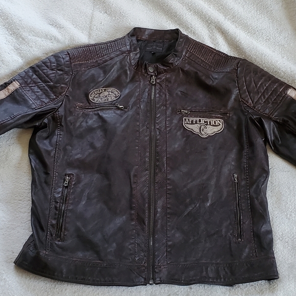 Affliction American Customs Motor Sports Leather Jacket, Sz 2XL - Picture 2 of 8